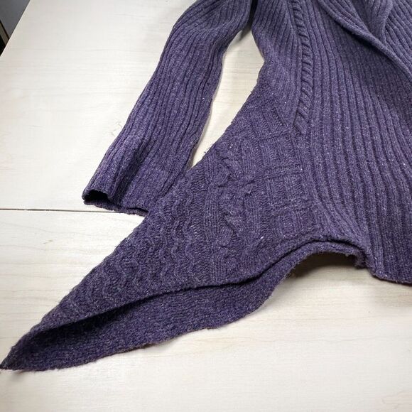 Anthropologie Canary‎ Wool Blend Purple Ribbed Cardigan Sweater Small - Picture 3 of 9